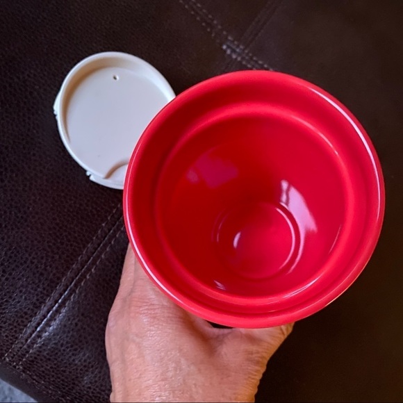 Starbucks Red JOY-FULL Joyful Ceramic Siren Travel Mug Tumbler + Lid size 12 oz - Picture 4 of 5